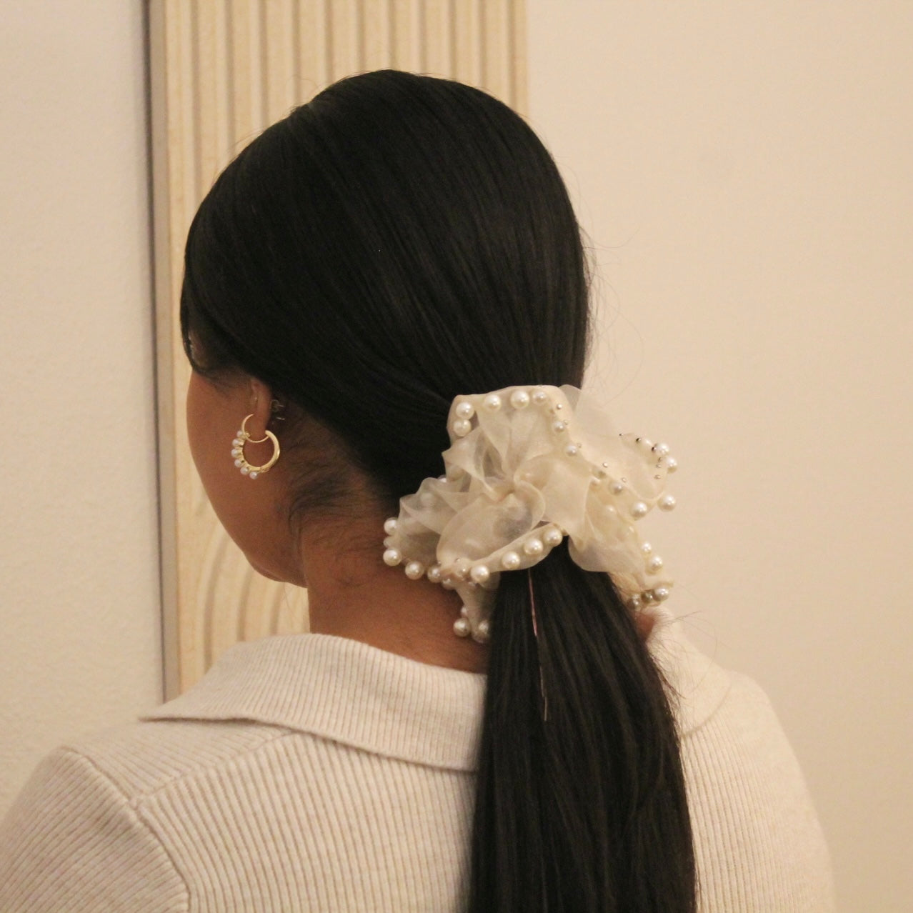 Oversized Pearl Scrunchie