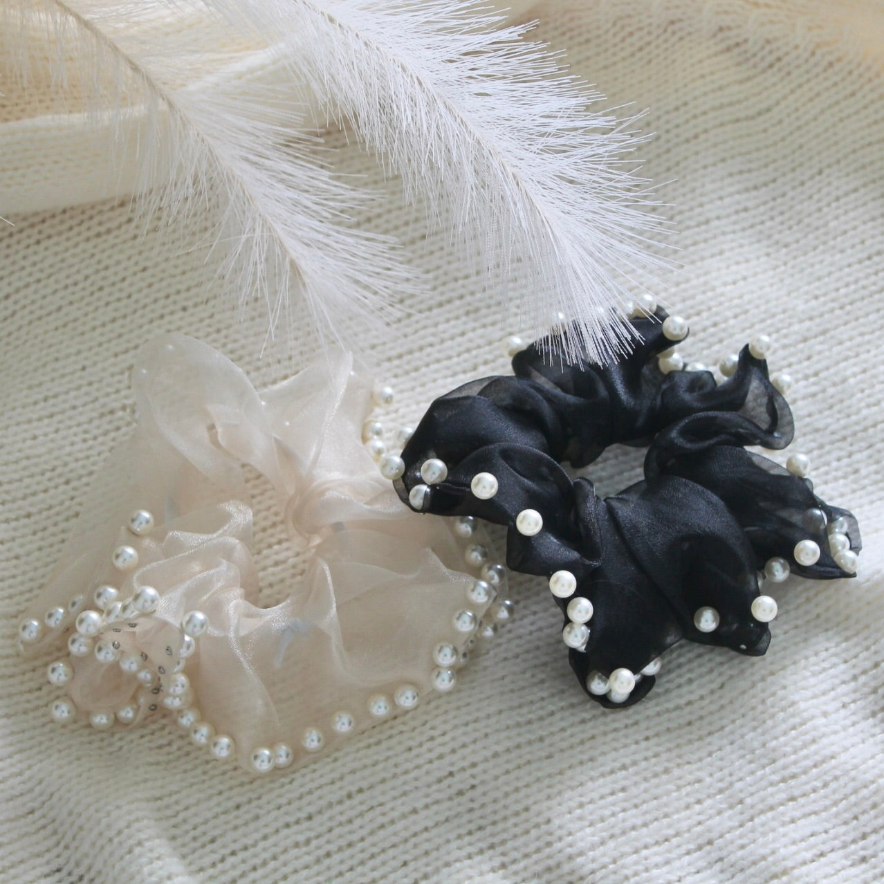 Oversized Pearl Scrunchie